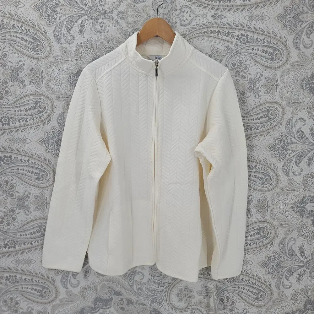 Croft & Barrow quilted knit jacket women's Size XL preppy cozycore quiet luxury